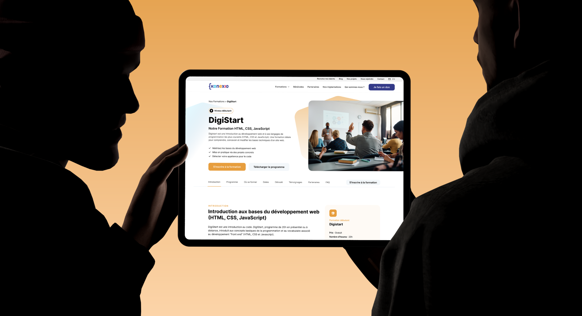Visuel de la page Formation DigiStart sur tablette