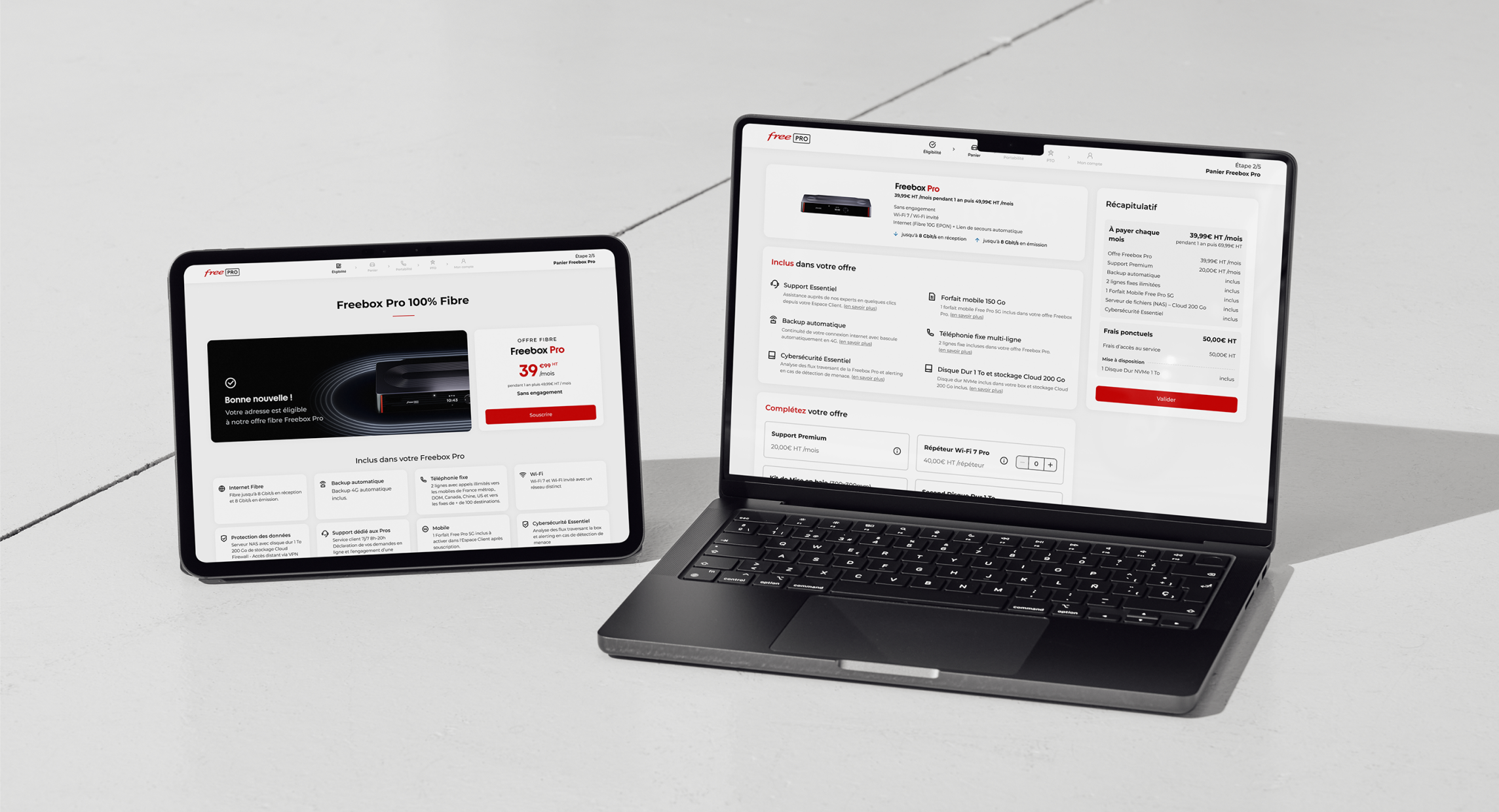 Photo du parcours de souscription sur tablette et laptop
