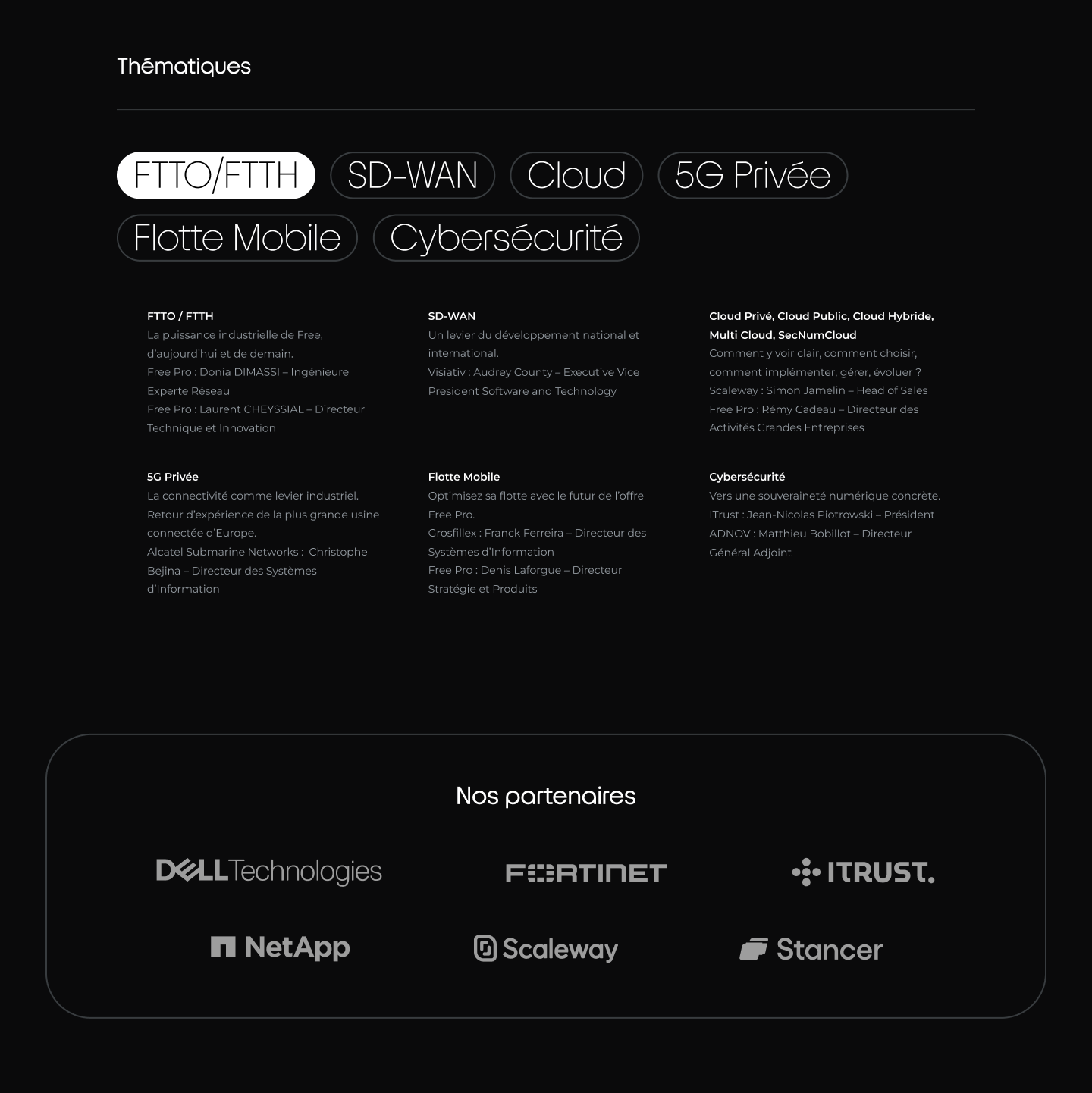 Page Horizon XPR qui présente les thématiques abordées lors de la conférence