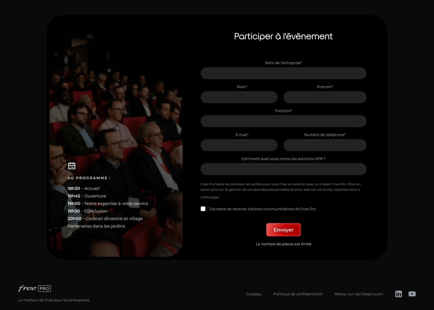 Page Horizon XPR avec le formulaire d'inscription à l'événement