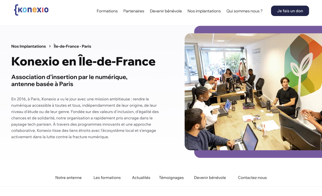 Visuel de la page implantations