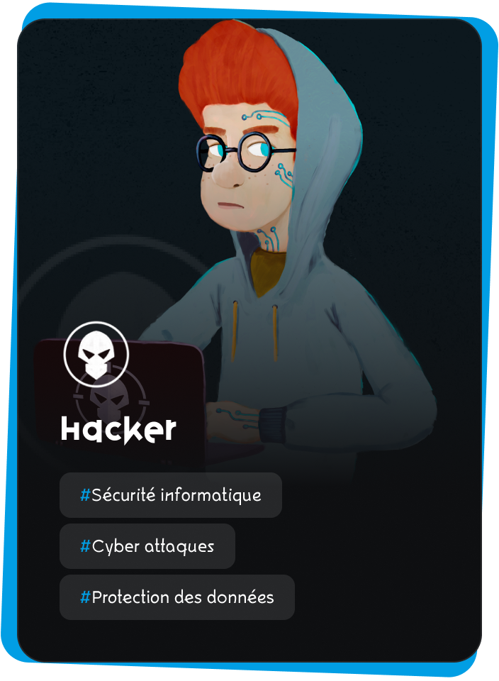 Illustration de la card présentant le personnage : Hacker