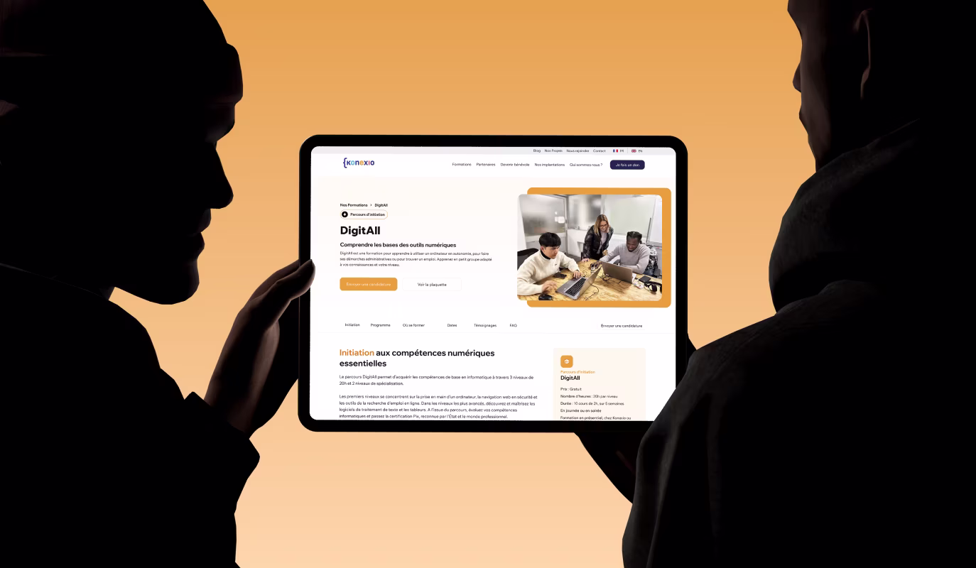 Visuel de la page Formation DigiStart sur tablette